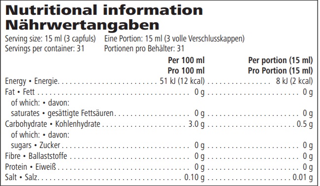 Label Information Aloe Concentrate Aloe Mango 473 mL