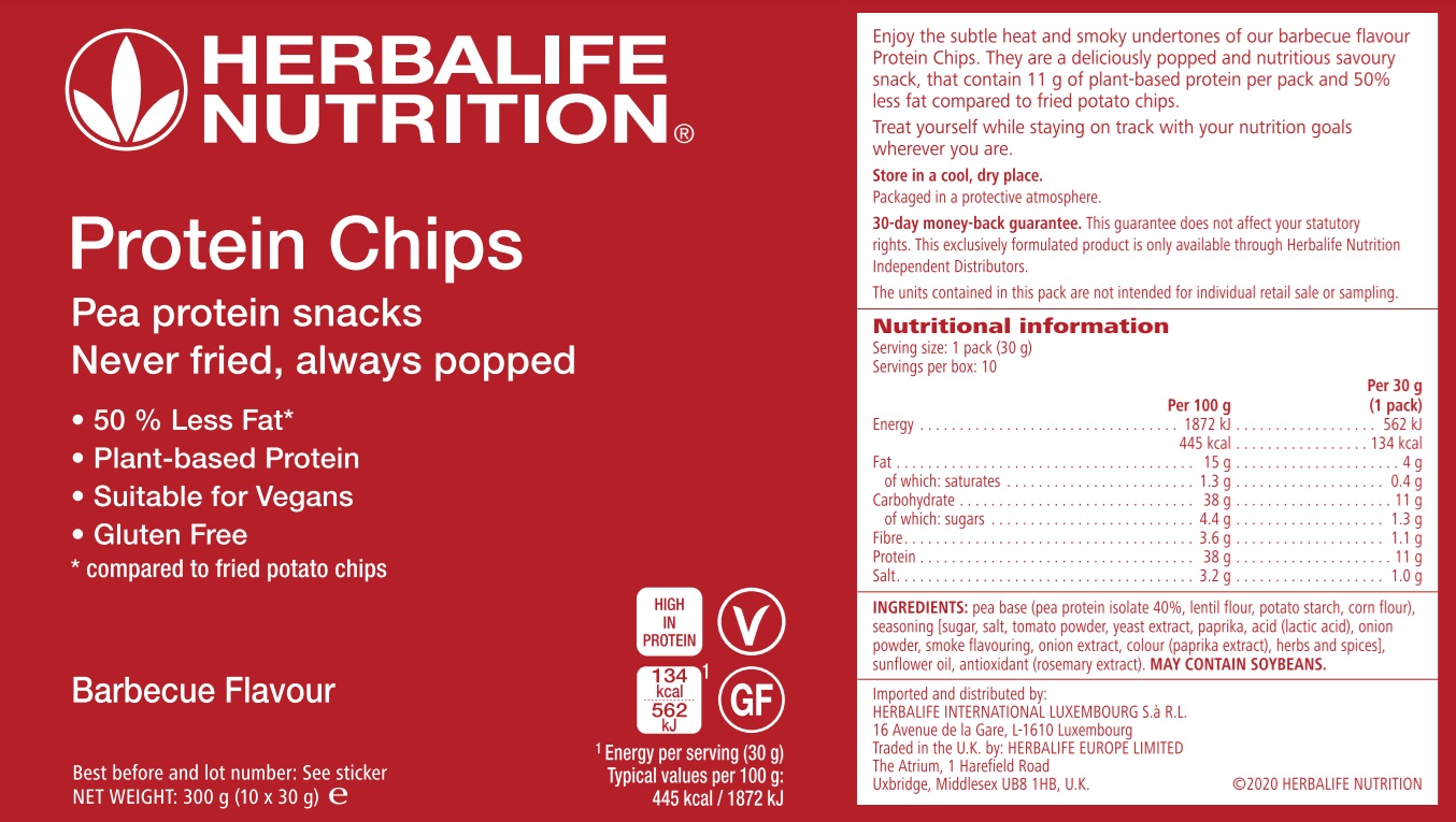 Label Information Protein Chips Barbecue 10 x 30 g