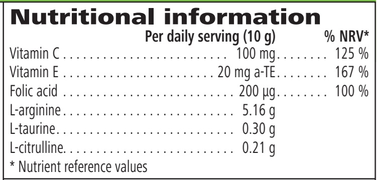 Nutritional Info Niteworks 150 g