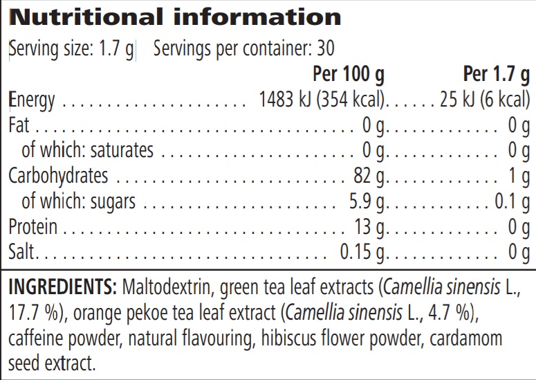 Instant Herbal Beverage Original 51g Nutritional Info