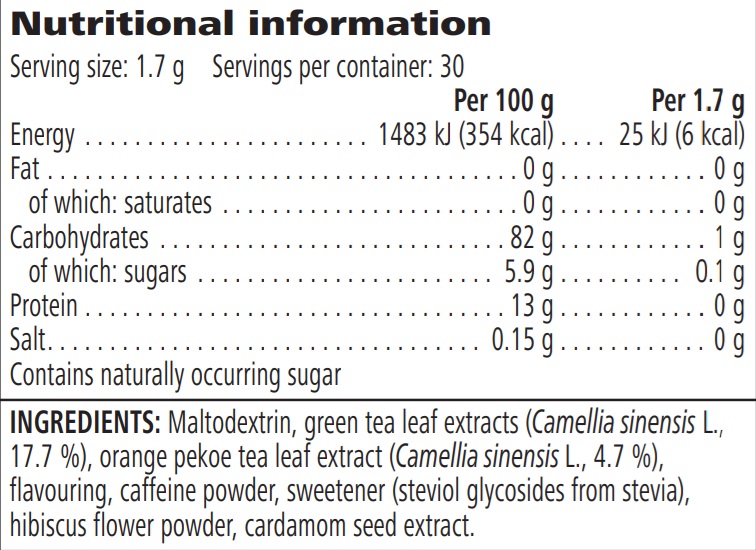 Instant Herbal Beverage Peach 51g Nutritional Info